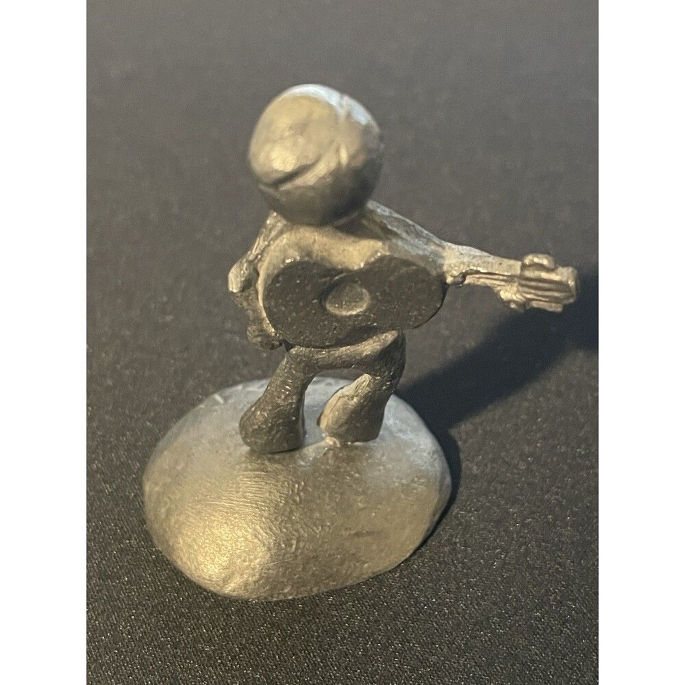 Pewter People By Hunter Sculpture Art Figurine Boy Guitar Vintage Musician